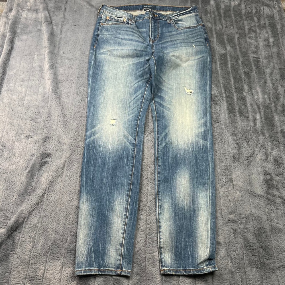 Aeropostale Mens Super Skinny Jeans Blue Denim Medium Wash Distressed 34x32